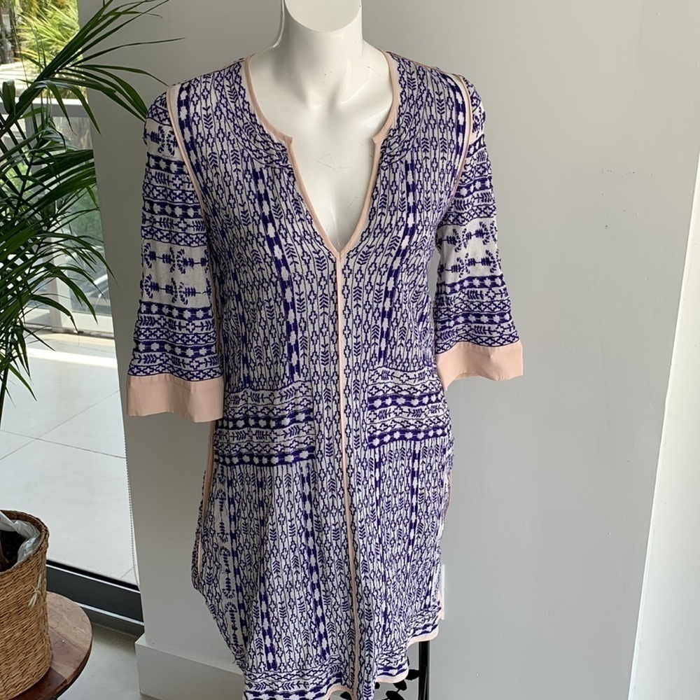 LOVE SAM WHITE W/ROYAL BLUE EMBROIDERY DRESS  SZ S - Picture 13 of 13